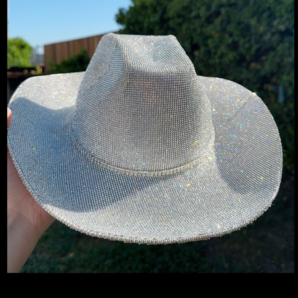 Fully Covered White & Crystal Rhinestone Cowboy Hat,Rhinestone Cowgirl Hat.